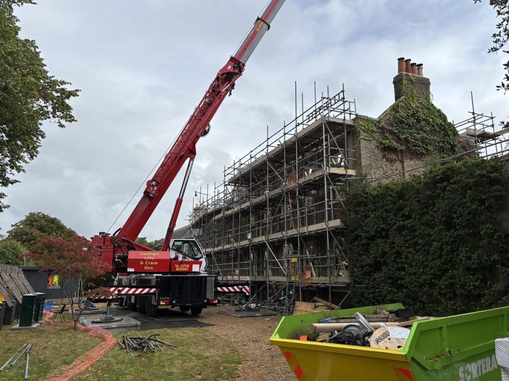 Work starts on reconstructing Hollybush House, a Georgian property on Hadley Green which was gutted in dramatic May bank holiday fire.