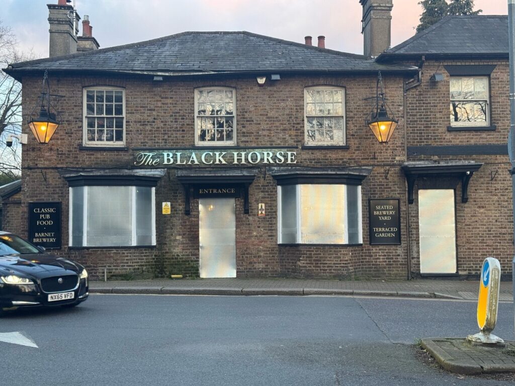 Star Pubs say Black Horse public house will re-open by early summer in time for FIFA world cup televised matches -- and protective shutters needed during essential work