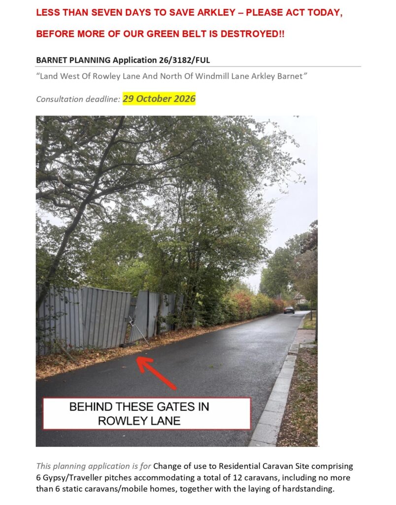 Deadline looms to comment on planning application for ‘protected’ site in Arkley